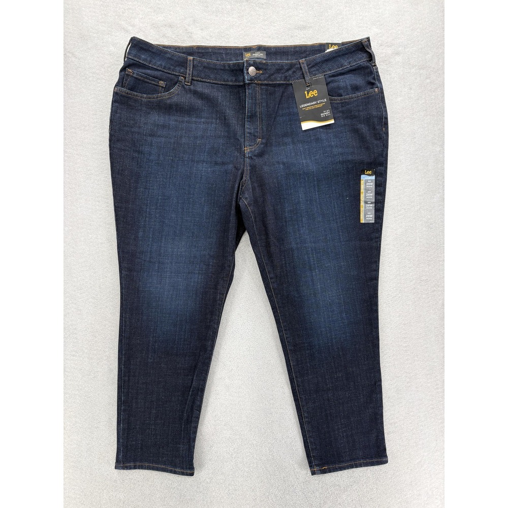 Lee Slim Fit Skinny Jeans Womens 26W Petite Blue Dark Wash Stretch Mid Rise NWT